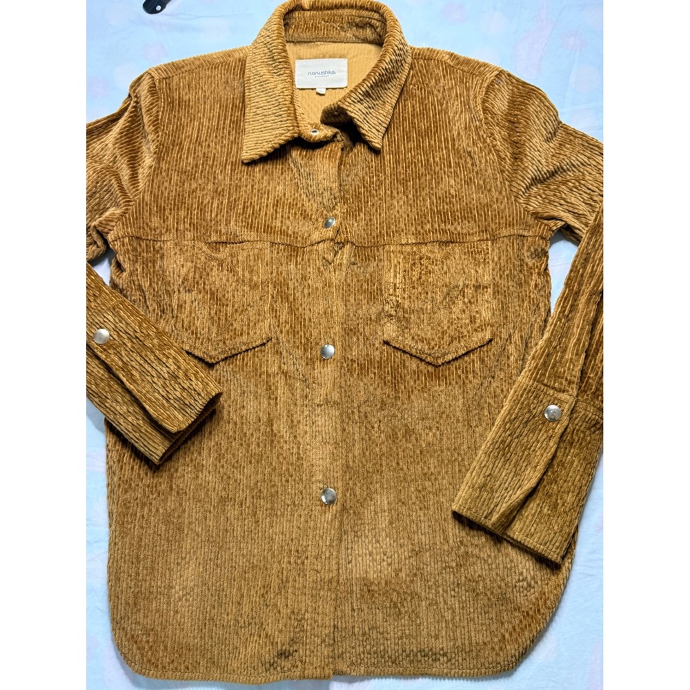 Nanushka Budapest Corduroy‎ Overshirt Shacket Women's Small Brown Snap Front
